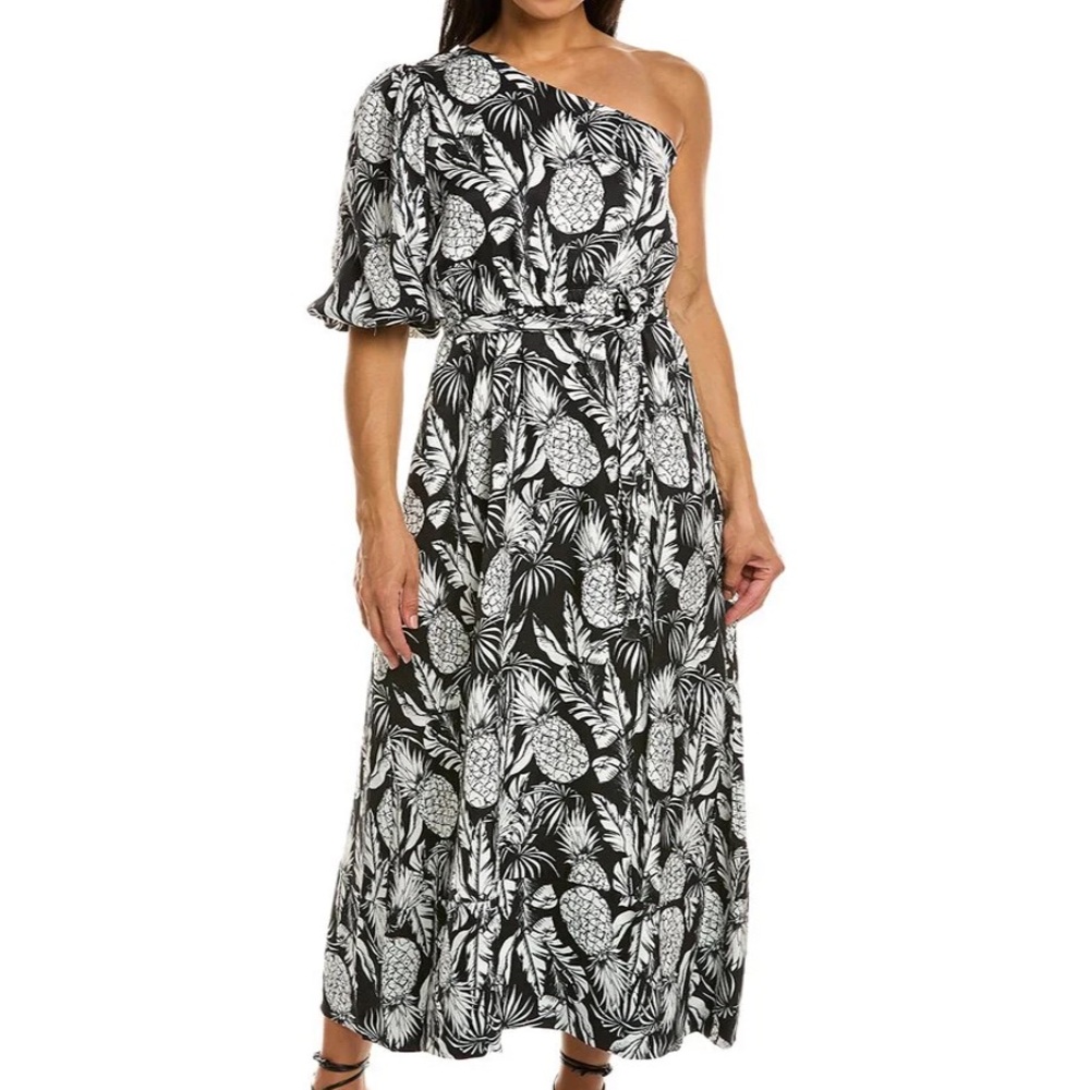 Ellie Tahari One Shoulder Midi Dress